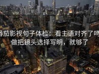 番茄影视句子体检：看主语对齐了吗，做把镜头选择写明，就够了